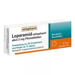 LOPERAMID-ratiopharm akut 2 mg plėvele dengtos tabletės, 10 vnt