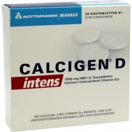CALCIGEN D intens 1000 mg/880 TV kramtomosios tabletės, 20 vnt