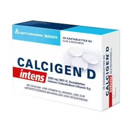 CALCIGEN D intens 1000 mg/880 I.E. kramtomosios tabletės, 48 vnt