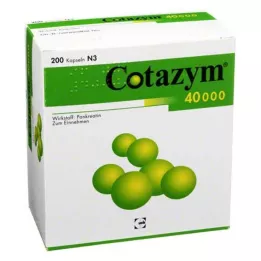 COTAZYM 40 000 granulių skrandyje neirių kapsulių, 200 vnt