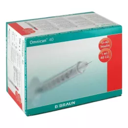 OMNICAN Insulino švirkštas 1 ml U40 su kaniule 0,30x8 mm vienas, 100X1 vnt