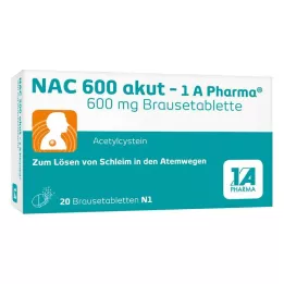 NAC 600 akut-1A Pharma šnypščiųjų tablečių, 20 vnt
