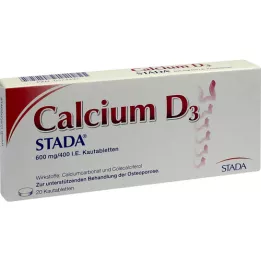 CALCIUM D3 STADA 600 mg/400 TV kramtomosios tabletės, 20 vnt
