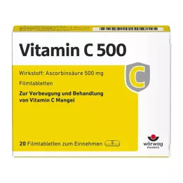VITAMIN C 500 plėvele dengtos tabletės, 20 vnt