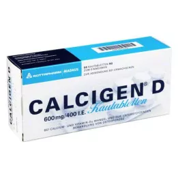 CALCIGEN D 600 mg/400 I.E. kramtomosios tabletės, 50 vnt