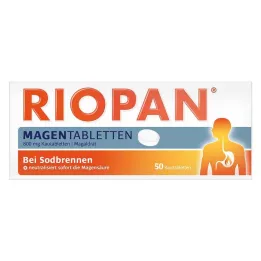 RIOPAN Skrandžio tabletės Kramtomosios tabletės, 50 vnt