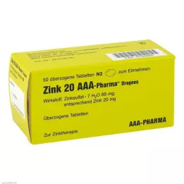 ZINK 20 AAA-Pharma Dragees, 50 vnt