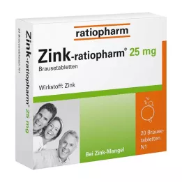 ZINK-RATIOPHARM 25 mg šnypščiosios tabletės, 20 vnt