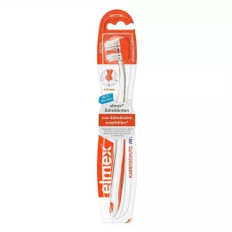 ELMEX InterX Caries Protection trumpos galvutės dantų šepetėlis, vidutinis, 1 vnt