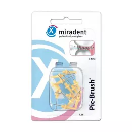 MIRADENT Interd.Pic-Brush keičiamas šepetys x-fine geltonas, 12 vnt