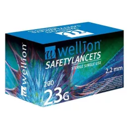 WELLION Apsauginiai lancetai 23 G Saugūs vienkartiniai lancetai, 200 vnt