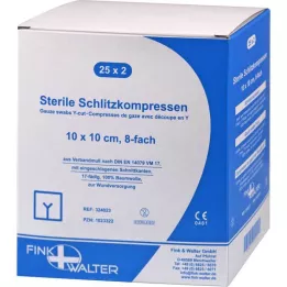 SCHLITZKOMPRESSEN 10x10 cm sterilus 8 krypčių, 25X2 vnt