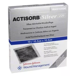 ACTISORB 220 Sidabriniai 10,5x10,5 cm sterilūs kompresai, 10 vnt