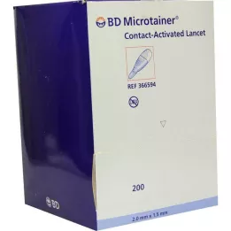 BD MICROTAINER Lancetas mėlynas 1,5x2 mm, 200 vnt