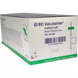 BD VACUTAINER Safety Lok 21 G 18 cm kraujo paėmimo rinkinys, 50 vnt