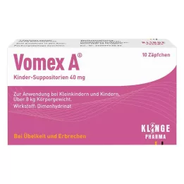VOMEX A Vaikiškos žvakutės 40 mg, 10 vnt