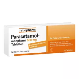 PARACETAMOL-ratiopharm 500 mg tabletės, 20 vnt