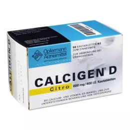 CALCIGEN D Citro 600 mg/400 I.E. kramtomosios tabletės, 50 vnt
