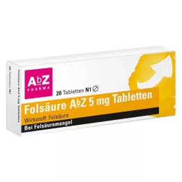 FOLSÄURE AbZ 5 mg tabletės, 20 vnt