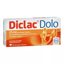 DICLAC Dolo 25 mg dengtos tabletės, 20 vnt