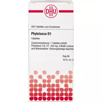 PHYTOLACCA D 1 tabletės, 200 vnt PHYTOLACCA D 1 tabletės, 200 vnt