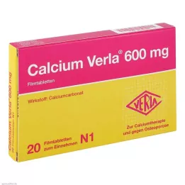 CALCIUM VERLA 600 mg plėvele dengtos tabletės, 20 vnt