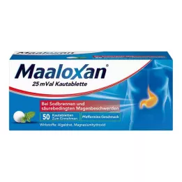 MAALOXAN 25 mVal kramtomosios tabletės, 50 vnt