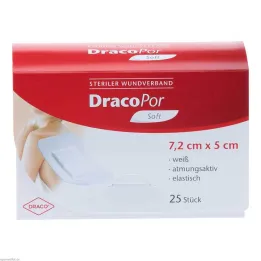 DracoPor Soft baltas žaizdų tvarstis 7,2x5 cm sterilus, 25 vnt