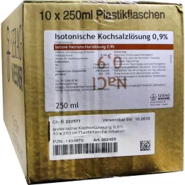ISOTONISCHE Fiziologinis tirpalas 0,9% plastikinis tirpalas, 10X250 ml