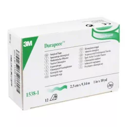 DURAPORE Šilko tinkas 2,5 cmx9,1 m rulonas, 12 vnt