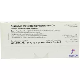 ARGENTUM METALLICUM praeparatum D 8 ampulės, 8 vnt