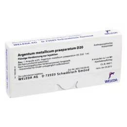 ARGENTUM METALLICUM praeparatum D 20 ampulių, 8 vnt