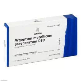 ARGENTUM METALLICUM praeparatum D 30 ampulių, 8 vnt