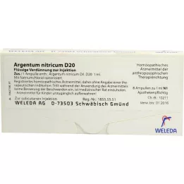 ARGENTUM NITRICUM D 20 ampulės, 8X1 ml