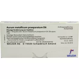 AURUM METALLICUM PRAEPARATUM D 6 ampulės, 8 vnt