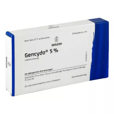 GENCYDO 5% injekcinis tirpalas, 8 vnt