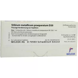 STIBIUM METALLICUM PRAEPARATUM D 20 ampulės, 8X1 ml