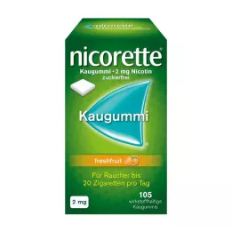 NICORETTE 2 mg šviežių vaisių kramtomoji guma, 105 vnt