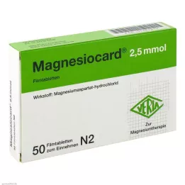MAGNESIOCARD 2,5 mmol plėvele dengtos tabletės, 50 vnt