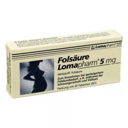 FOLSÄURE LOMAPHARM 5 mg tabletės, 20 vnt