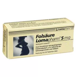 FOLSÄURE LOMAPHARM 5 mg tabletės, 50 vnt