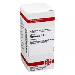CARBO VEGETABILIS D 6 tabletės, 80 vnt