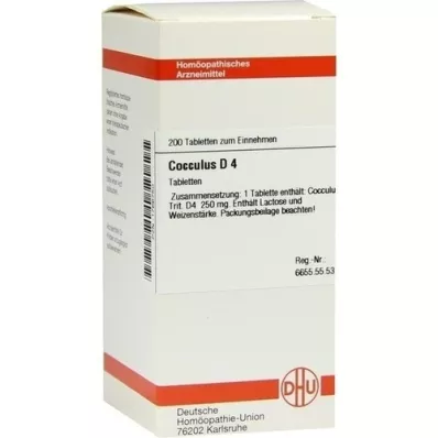 COCCULUS D 4 tabletės, 200 vnt