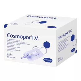 COSMOPOR IV kaniulės fiksavimo tvarstis 6x8 cm, 50 vnt