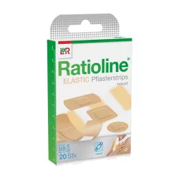 RATIOLINE 4 dydžių elastinės tinko juostos, 20 vnt
