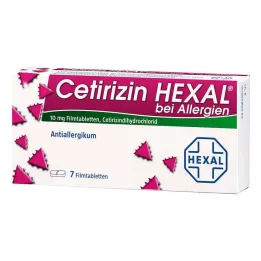 CETIRIZIN HEXAL Plėvele dengtos tabletės nuo alergijos, 7 vnt