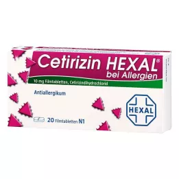 CETIRIZIN HEXAL Plėvele dengtos tabletės nuo alergijos, 20 vnt