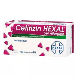 CETIRIZIN HEXAL Plėvele dengtos tabletės nuo alergijos, 100 vnt