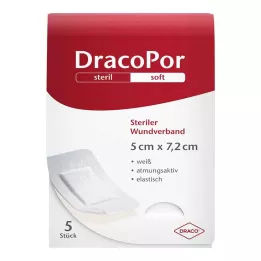 DRACOPOR Žaizdos tvarstis 5x7,2 cm sterilus, 5 vnt