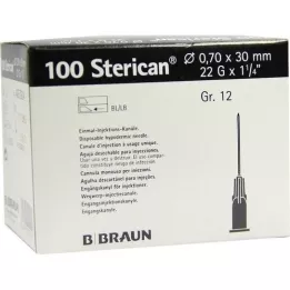 STERICAN Kanulės Luer-Lok 0,70x30 mm, 12 dydžio juodos, 100 vnt